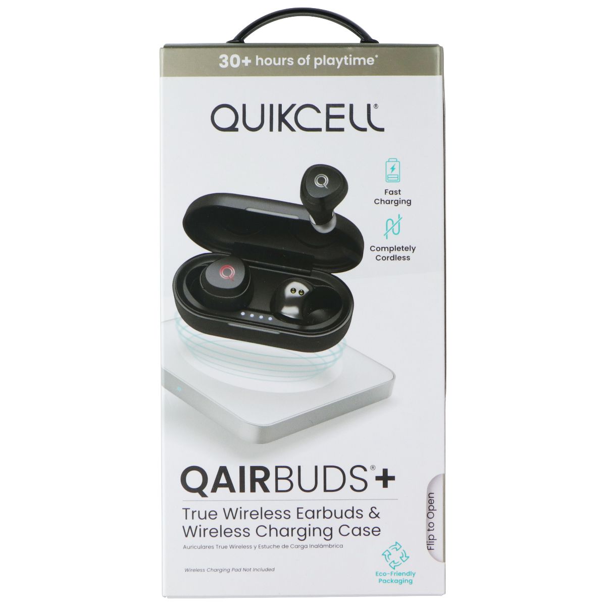 Quikcell QAirBuds+ True Wireless Earbuds with Wireless Charging Case - Black Portable Audio - Headphones Quikcell - Simple Cell Bulk Wholesale Pricing - USA Seller