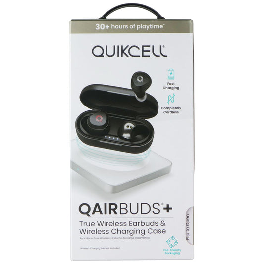 Quikcell QAirBuds+ True Wireless Earbuds with Wireless Charging Case - Black Portable Audio - Headphones Quikcell - Simple Cell Bulk Wholesale Pricing - USA Seller