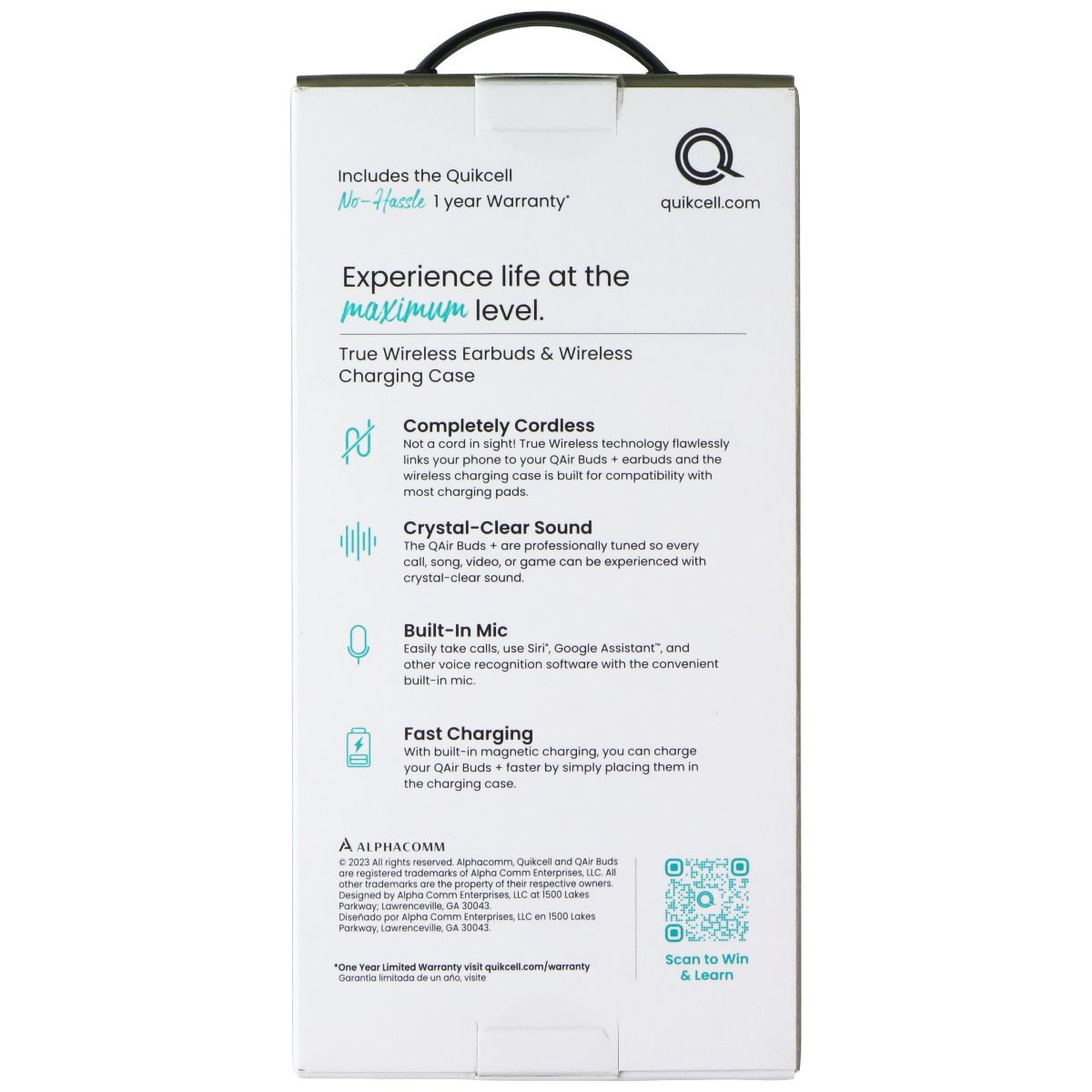 Quikcell QAirBuds+ True Wireless Earbuds with Wireless Charging Case - Black Portable Audio - Headphones Quikcell - Simple Cell Bulk Wholesale Pricing - USA Seller