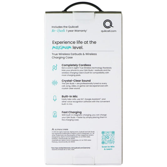 Quikcell QAirBuds+ True Wireless Earbuds with Wireless Charging Case - Black Portable Audio - Headphones Quikcell - Simple Cell Bulk Wholesale Pricing - USA Seller