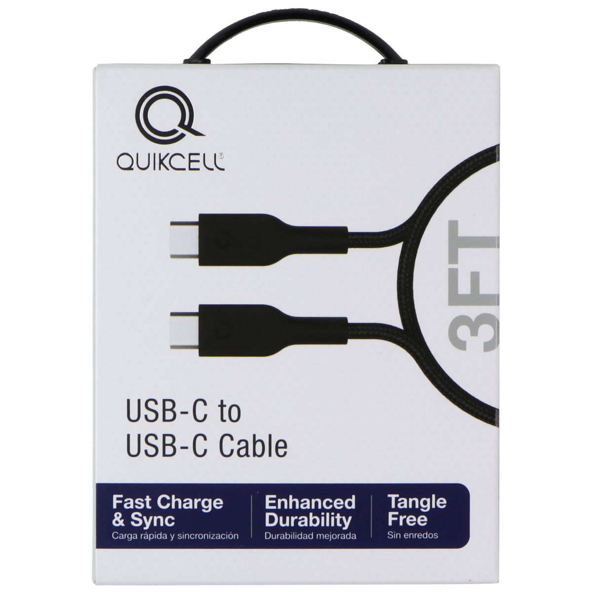 Quikcell 3Ft Braided USB-C to USB-C Cable - Black Cell Phone - Cables & Adapters Quikcell - Simple Cell Bulk Wholesale Pricing - USA Seller