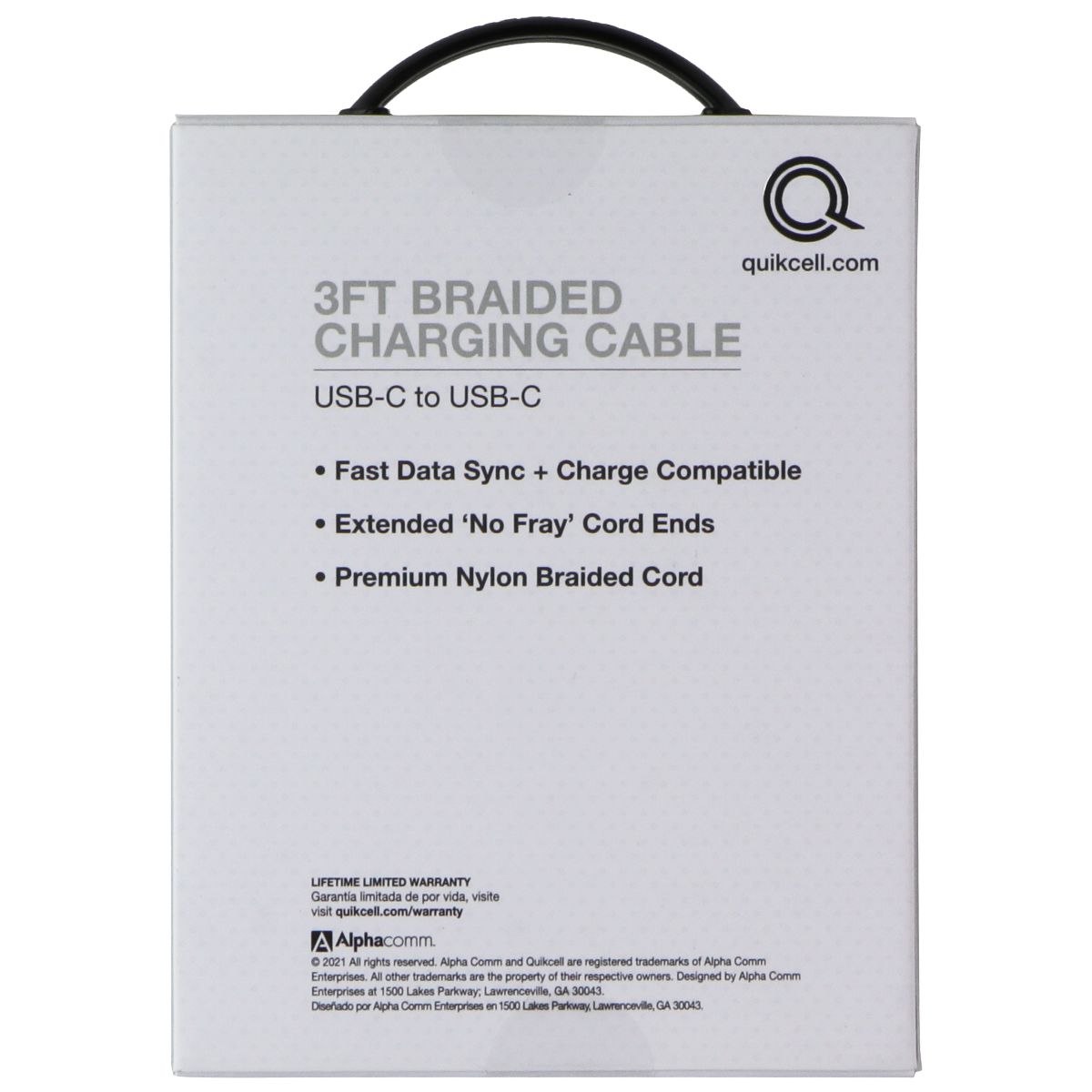 Quikcell 3Ft Braided USB-C to USB-C Cable - Black Cell Phone - Cables & Adapters Quikcell - Simple Cell Bulk Wholesale Pricing - USA Seller