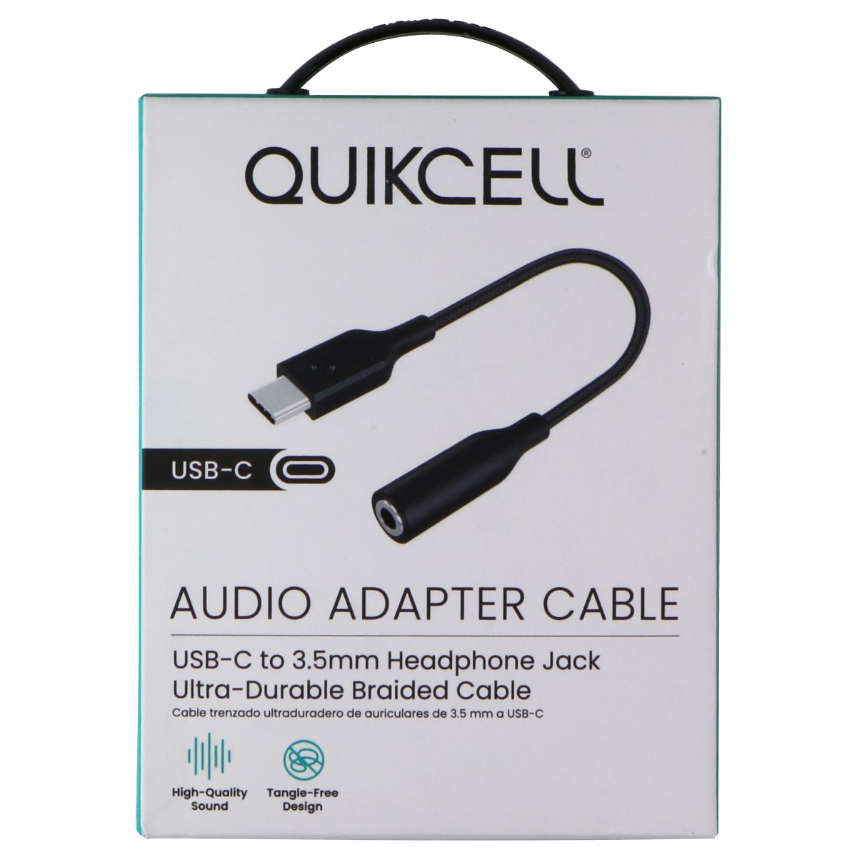 Quikcell Braided Audio Adapter Cable USB-C to 3.5mm Headphone Jack - Black Cell Phone - Cables & Adapters Quikcell    - Simple Cell Bulk Wholesale Pricing - USA Seller