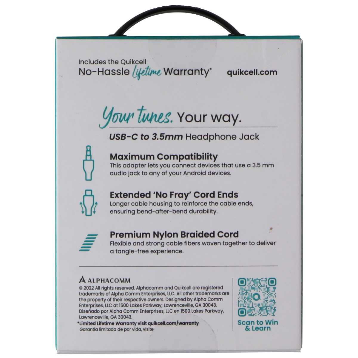 Quikcell Braided Audio Adapter Cable USB-C to 3.5mm Headphone Jack - Black Cell Phone - Cables & Adapters Quikcell - Simple Cell Bulk Wholesale Pricing - USA Seller