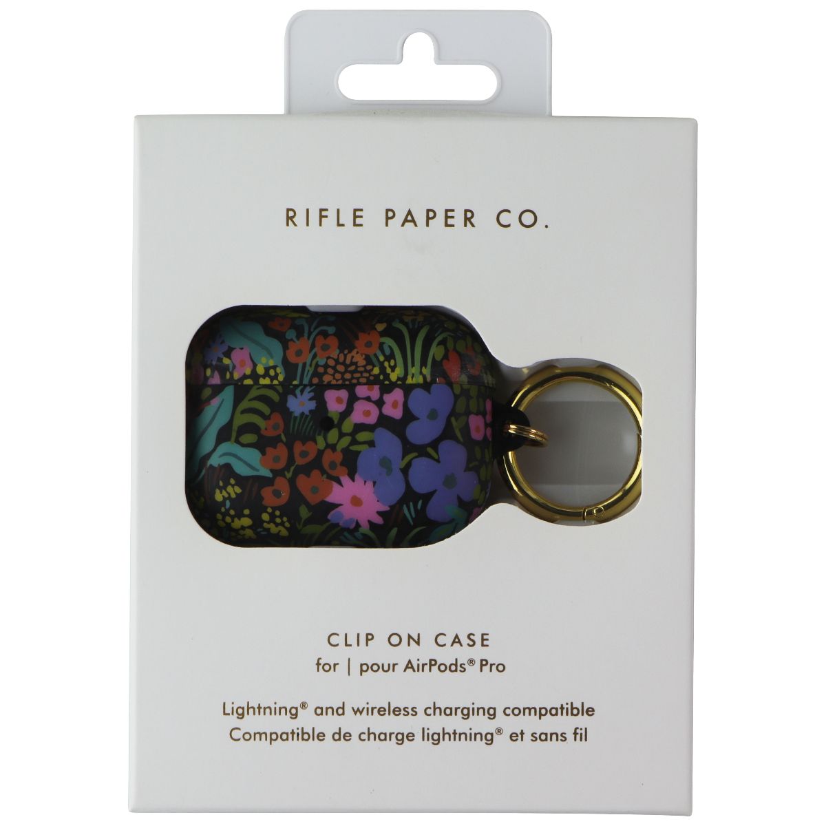 Rifle Paper Co. Keychain Case Cover for Apple AirPods Pro 1st Gen - Black/Meadow iPod, Audio Player Accessories - Cases, Covers & Skins Rifle Paper Co. - Simple Cell Bulk Wholesale Pricing - USA Seller