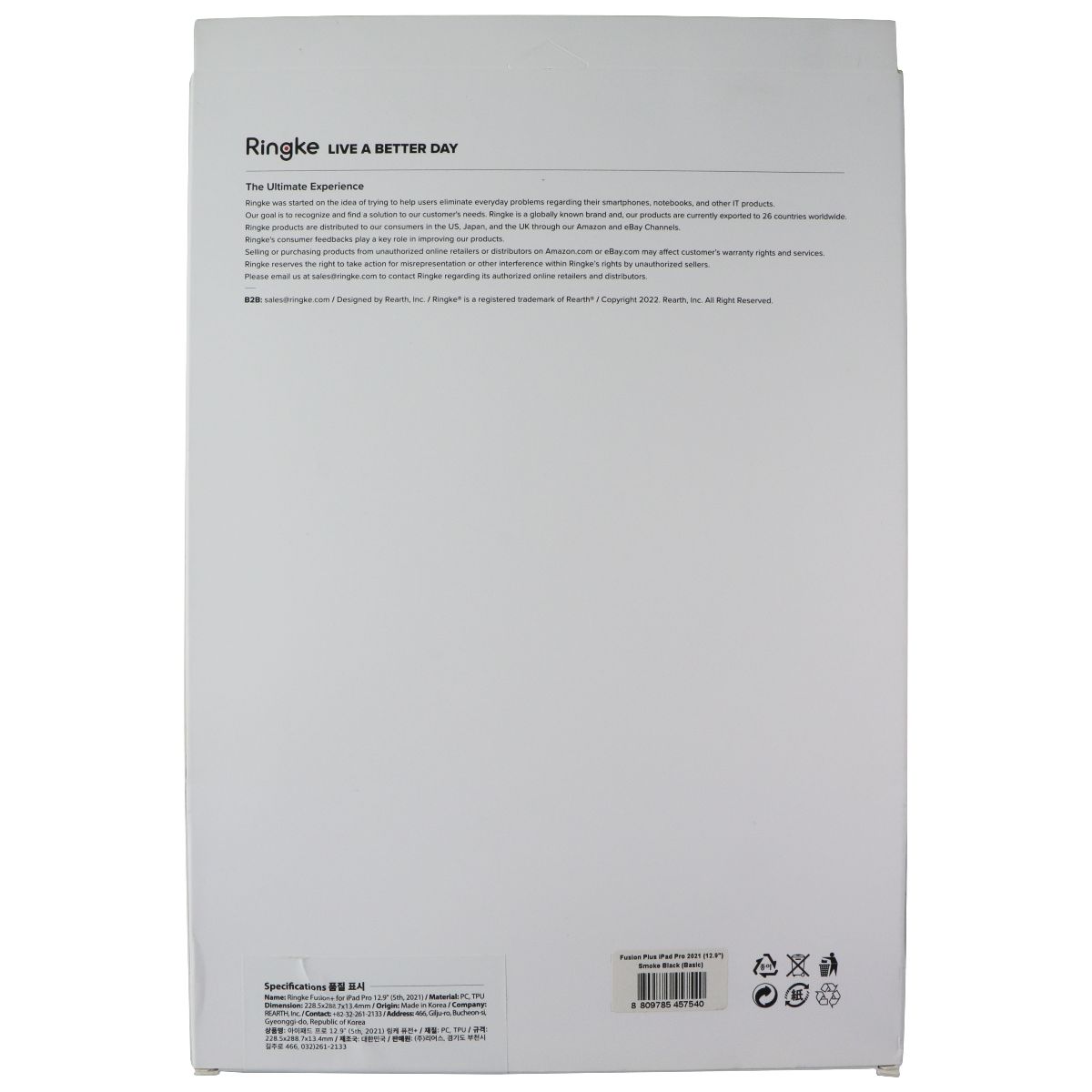 Ringke Fusion+ Series Case for Apple iPad Pro 12.9in (5th Gen, 2021) - Clear/Blk iPad/Tablet Accessories - Cases, Covers, Keyboard Folios Ringke - Simple Cell Bulk Wholesale Pricing - USA Seller