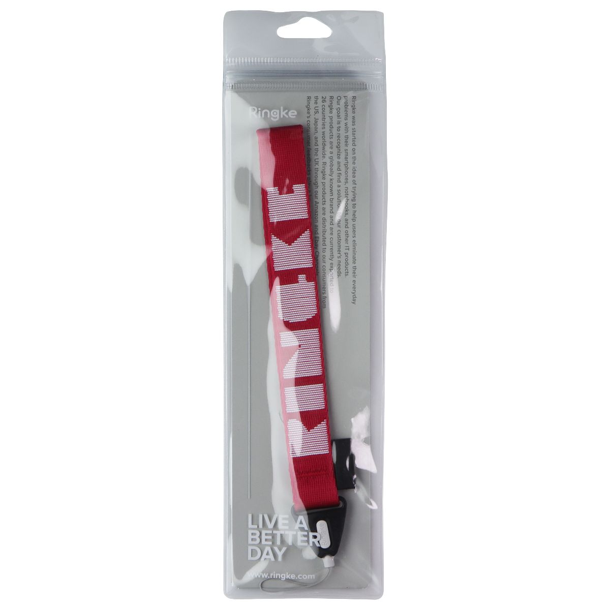 Ringke Shoulder and Hand Strap - Red / White Letters Cell Phone - Armbands Ringke - Simple Cell Bulk Wholesale Pricing - USA Seller