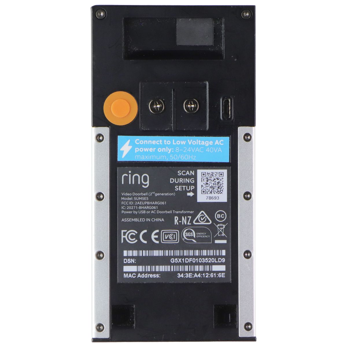 Ring Video Doorbell - 1080p HD video (5UM5E5) - Satin Nickel Home Surveillance - Security Cameras Ring - Simple Cell Bulk Wholesale Pricing - USA Seller