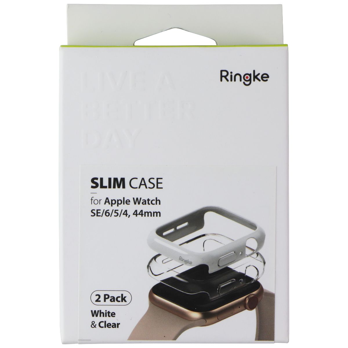 Ringke Slim Case for Apple Watch SE/6/5/4 (44mm) - White & Clear (2 Pack) Smart Watch Accessories - Smart Watch Cases Ringke - Simple Cell Bulk Wholesale Pricing - USA Seller