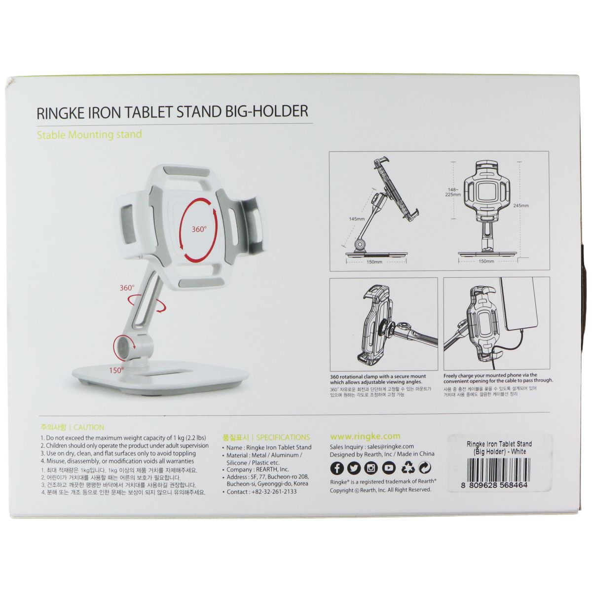 Ringke Iron Tablet Stand Big Holder - White iPad/Tablet Accessories - Mounts, Stands & Holders Ringke - Simple Cell Bulk Wholesale Pricing - USA Seller