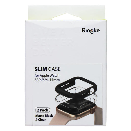 Ringke Slim Case for Apple Watch SE/6/5/4 (44mm) 2 Pack - Matte Black & Clear