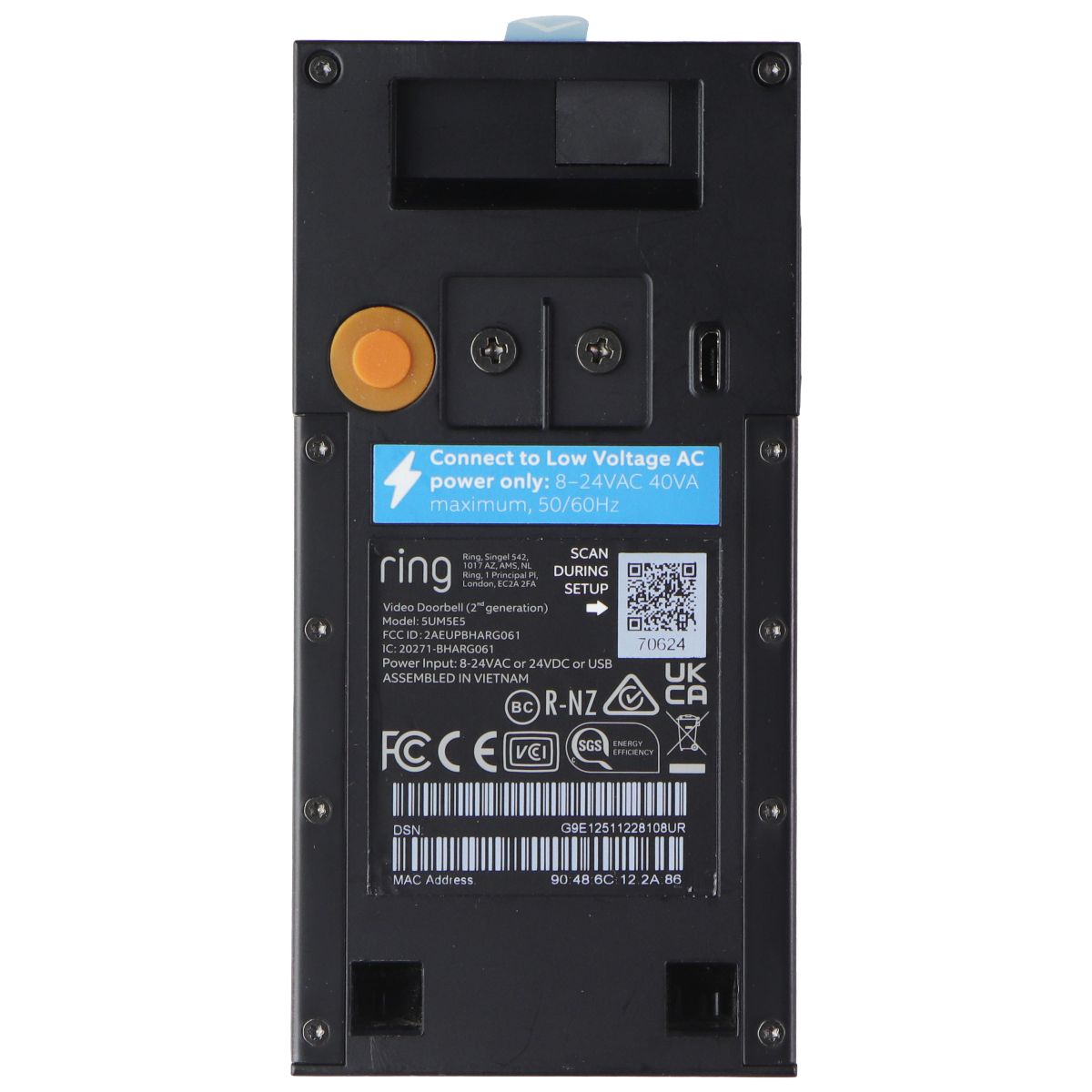 Ring 1080p HD Video Doorbell (2nd Gen/2020) - Doorbell Only - Venetian Bronze Home Surveillance - Security Cameras Ring - Simple Cell Bulk Wholesale Pricing - USA Seller