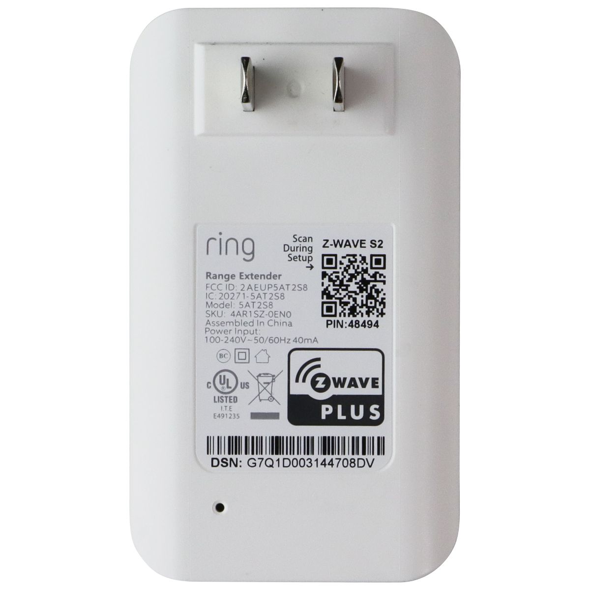 Ring Alarm Z-Wave S2 Range Extender - White (5AT2S8)