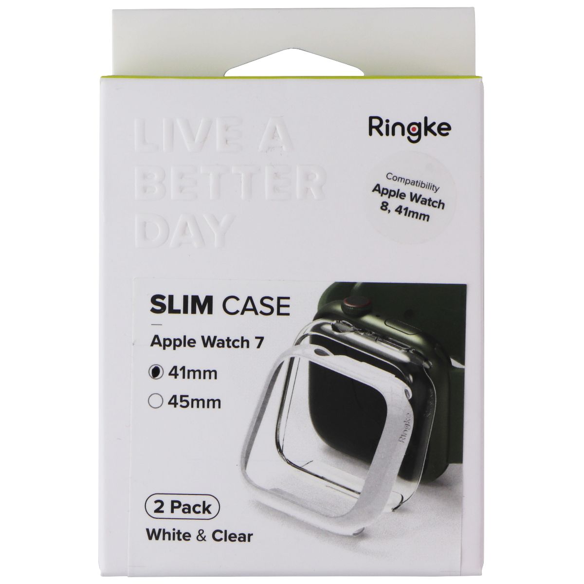 Ringke Slim Case for Apple Watch 9/8/7 (41mm) - White / Clear (2 Pack) Smart Watch Accessories - Smart Watch Cases Ringke - Simple Cell Bulk Wholesale Pricing - USA Seller