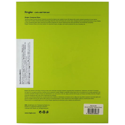 Ringke Tempered Glass Screen Protector for iPad mini (6th Gen, 2021) - Clear iPad/Tablet Accessories - Screen Protectors Ringke - Simple Cell Bulk Wholesale Pricing - USA Seller