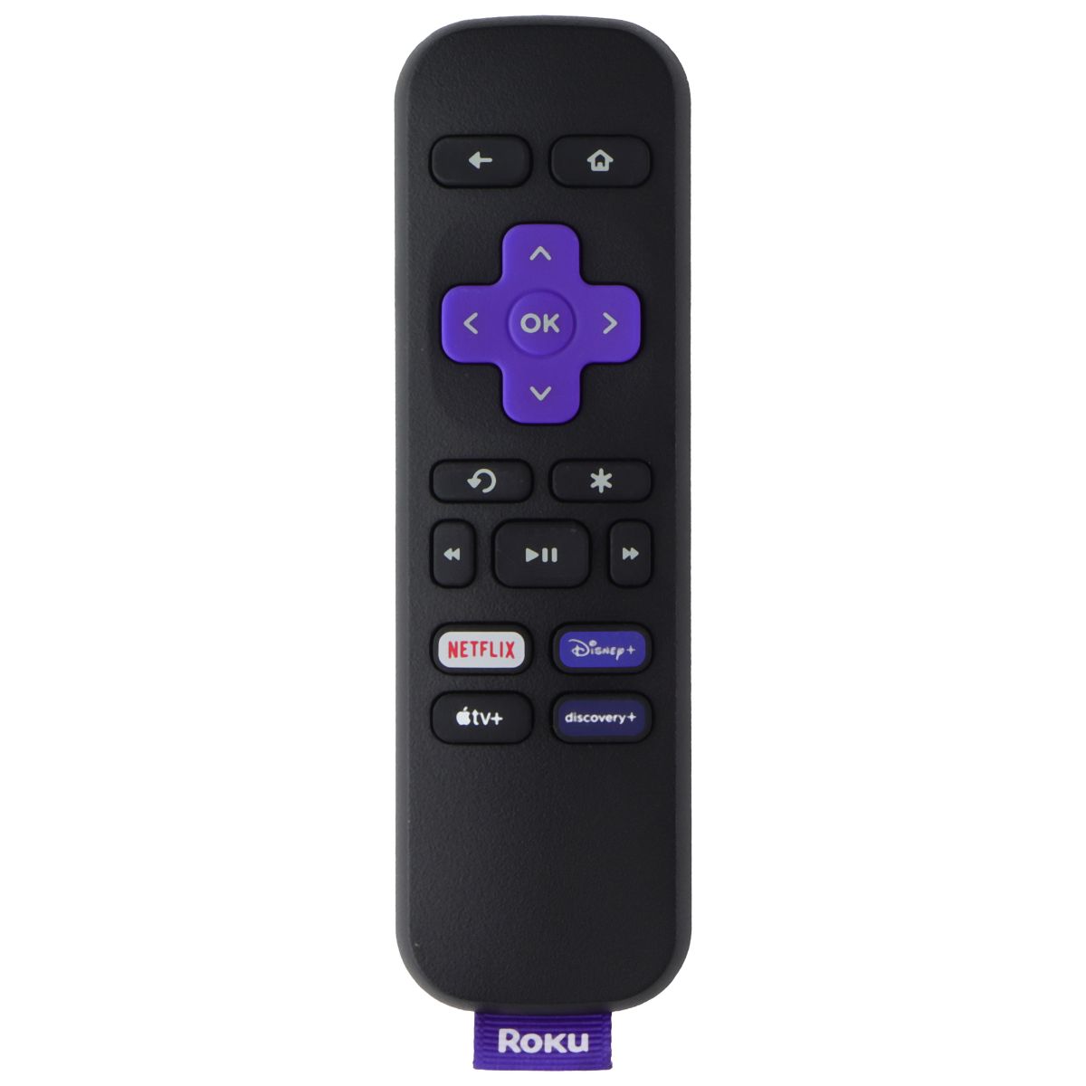 Roku (RC-ALIR) Remote with Netflix/Disney+/AppleTV+/Discovery+ Shortcuts - Black TV, Video & Audio Accessories - Remote Controls Roku - Simple Cell Bulk Wholesale Pricing - USA Seller