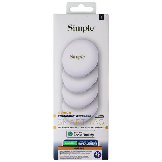 S. Simple Precision Wireless Smart Tags (Works with Apple Find My) - 4 Pack GPS Accessories & Tracking - Tracking Devices S. Simple - Simple Cell Bulk Wholesale Pricing - USA Seller