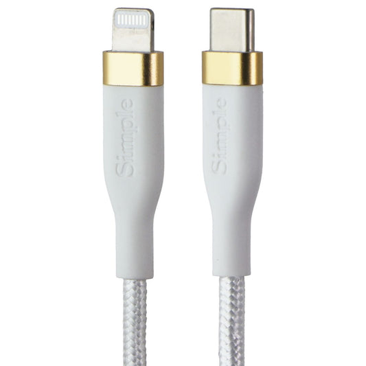 S. Simple (6-Ft) USB-C to 8-Pin Tough-Knit Braided Cable - White/Gold