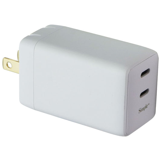 S. Simple (60W) Dual USB-C GaN Powered Folding Wall Charger - White (581231) Cell Phone - Cables & Adapters S. Simple - Simple Cell Bulk Wholesale Pricing - USA Seller