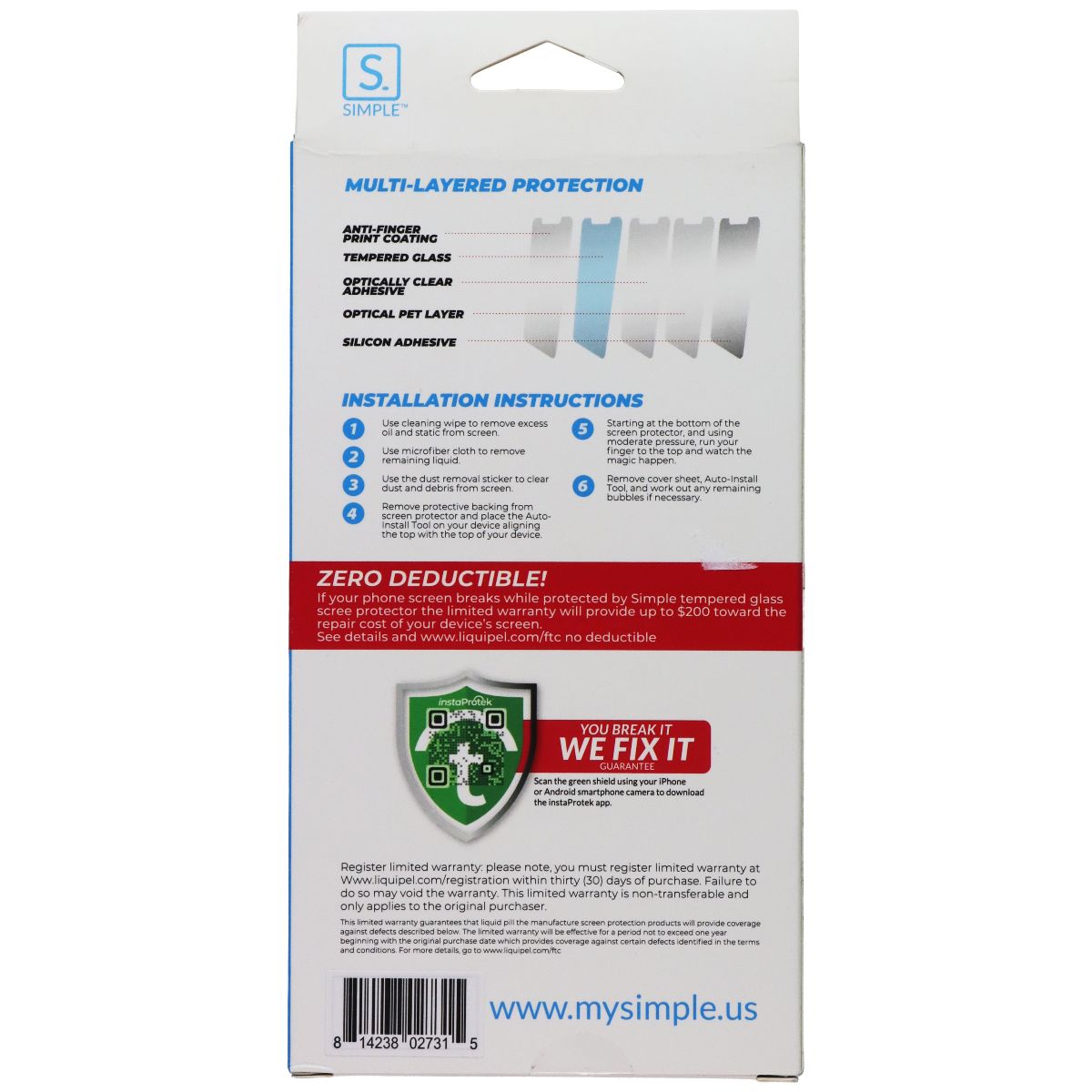 S. Simple Glass Screen Protector for Apple iPhone 14 Pro Max