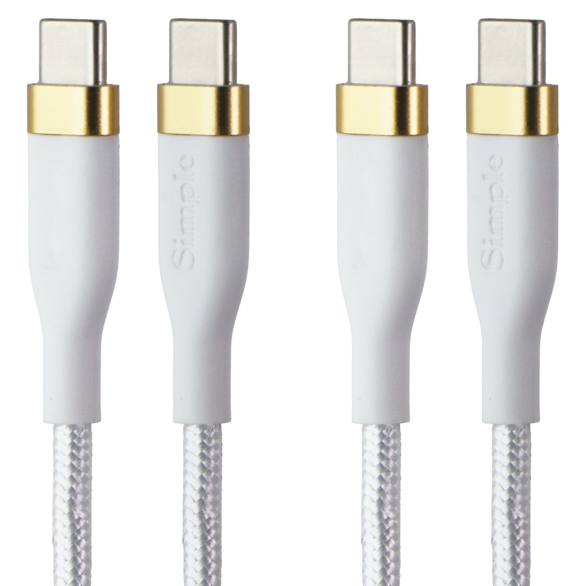 S. Simple 4-Pack Charger/6-Ft Cables/Car Charger Bundle (USB-C/30W) - White/Gold Cell Phone - Accessory Bundles S. Simple - Simple Cell Bulk Wholesale Pricing - USA Seller