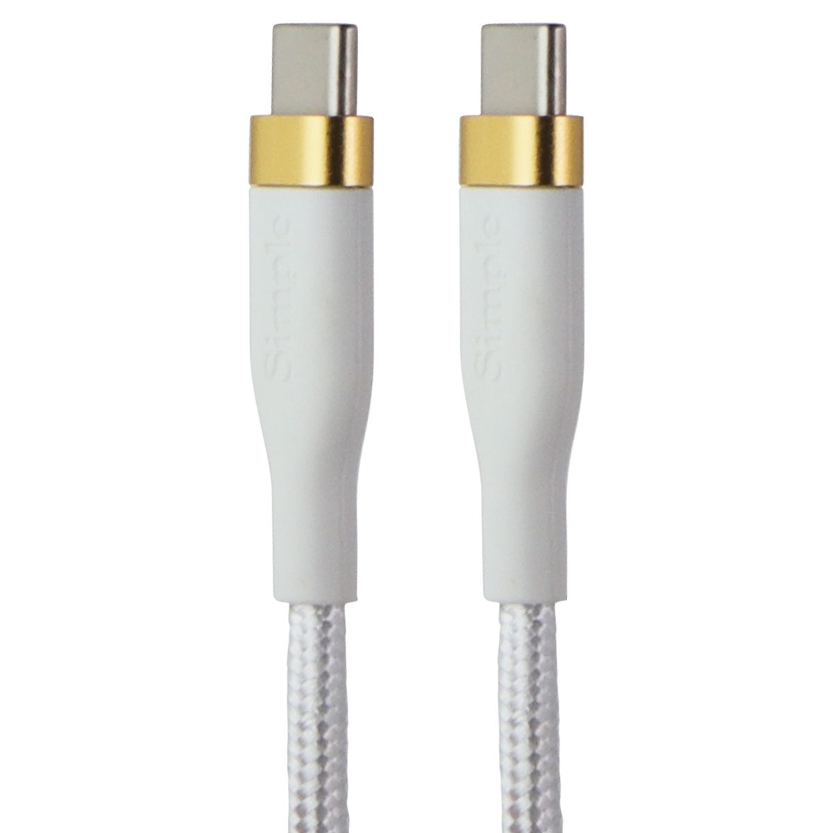 S. Simple (10-Ft) USB-C to USB-C Tough-Knit Braided Cable - White/Gold Cell Phone - Cables & Adapters S. Simple    - Simple Cell Bulk Wholesale Pricing - USA Seller