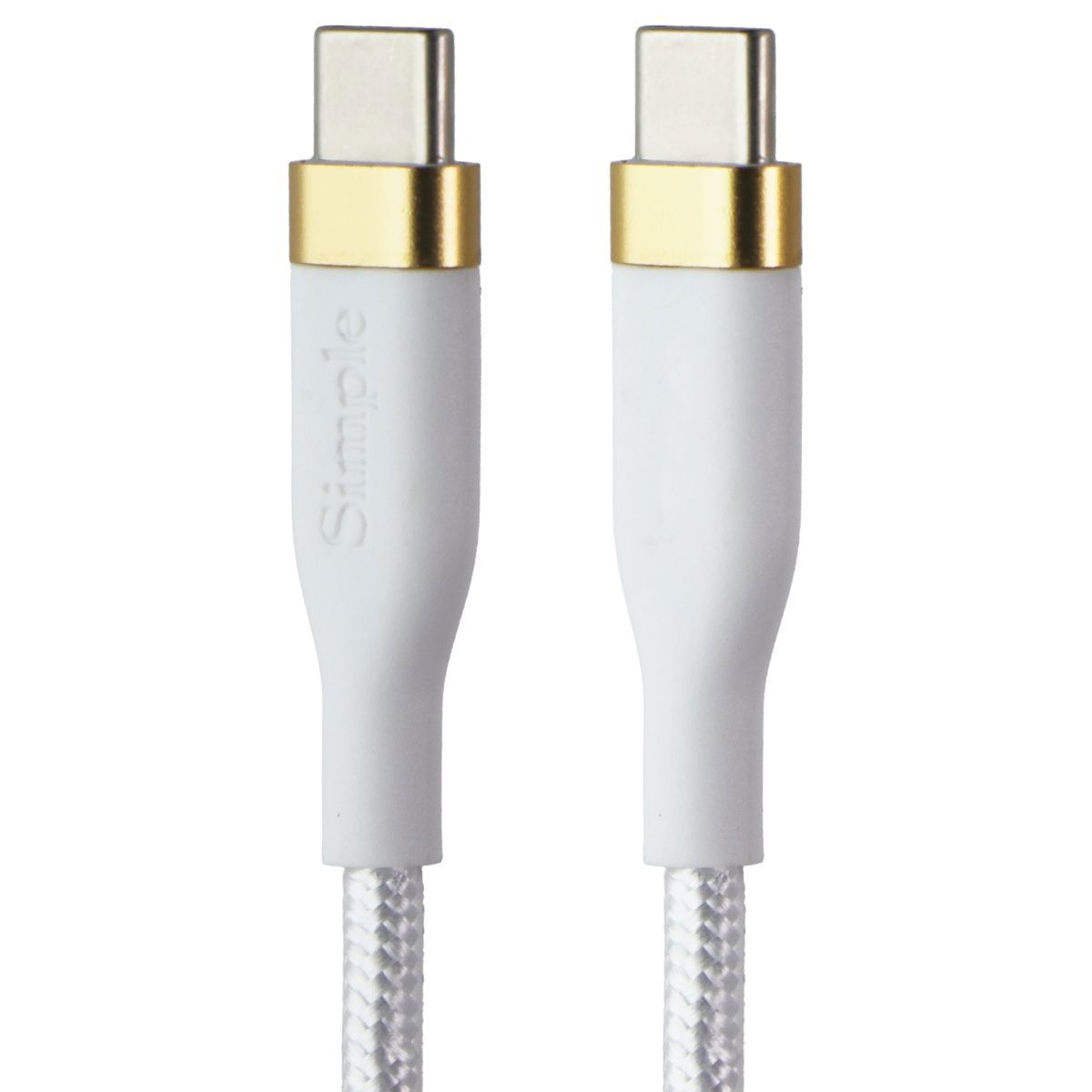 S. Simple (4 Foot) USB-C to USB-C Tough-Knit Braided Cable - White/Gold Cell Phone - Cables & Adapters S. Simple - Simple Cell Bulk Wholesale Pricing - USA Seller