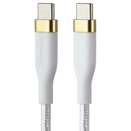 S. Simple (4 Foot) USB-C to USB-C Tough-Knit Braided Cable - White/Gold Cell Phone - Cables & Adapters S. Simple - Simple Cell Bulk Wholesale Pricing - USA Seller