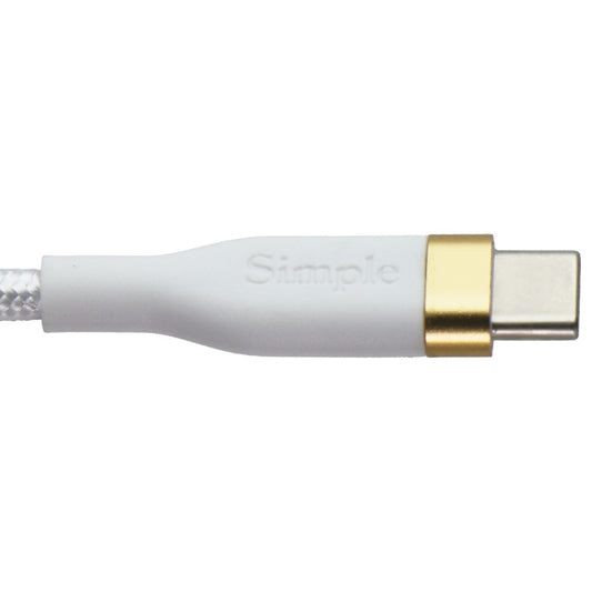 S. Simple (6-Ft) USB-C to USB-C Tough-Knit Braided Cable - White/Gold Cell Phone - Cables & Adapters S. Simple - Simple Cell Bulk Wholesale Pricing - USA Seller