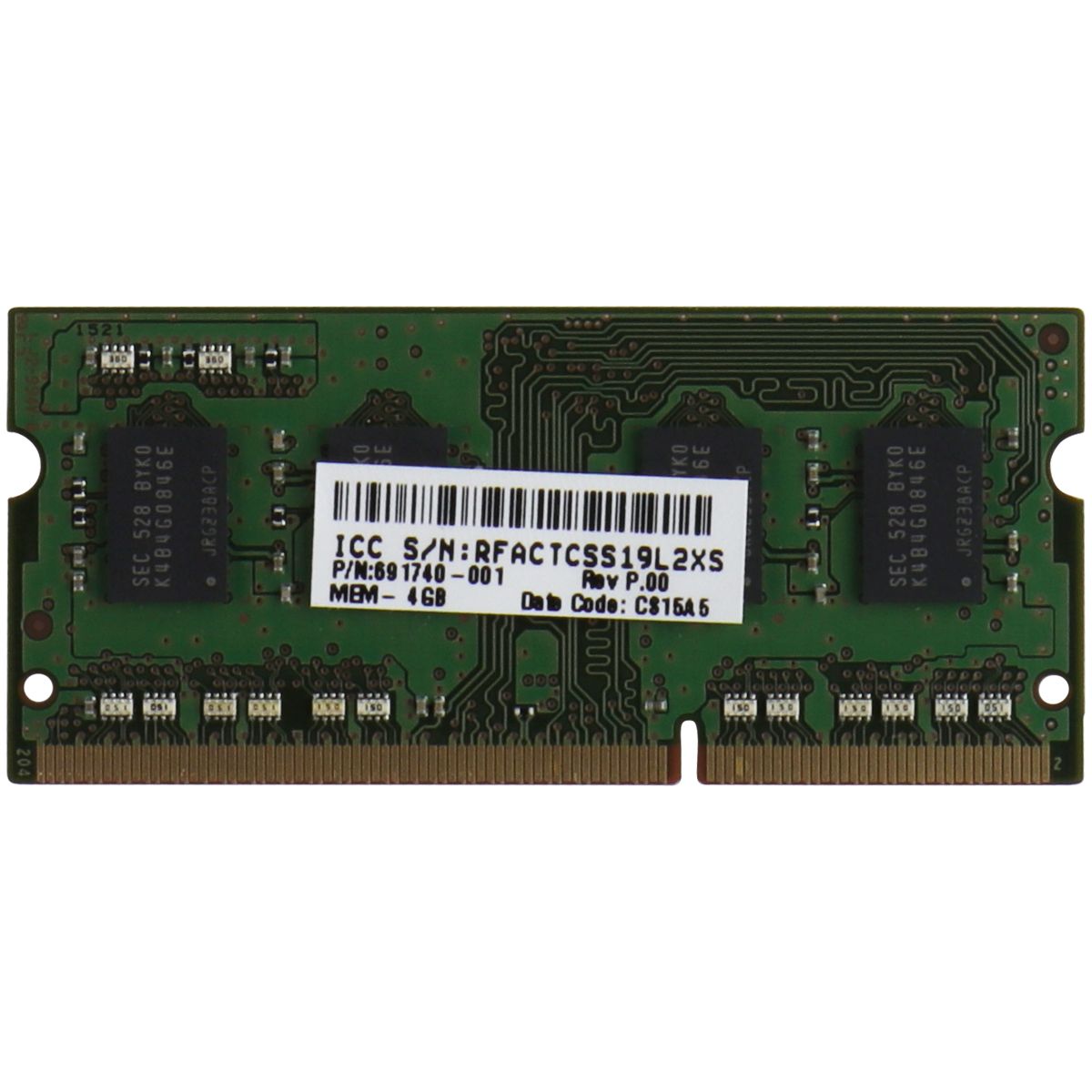 Samsung (4GB) DDR3 RAM PC3L-12800S (1Rx8) SO-DIMM 1600MHz (M471B5173EBO-YK0) Computer Parts - Memory (RAM) Samsung    - Simple Cell Bulk Wholesale Pricing - USA Seller