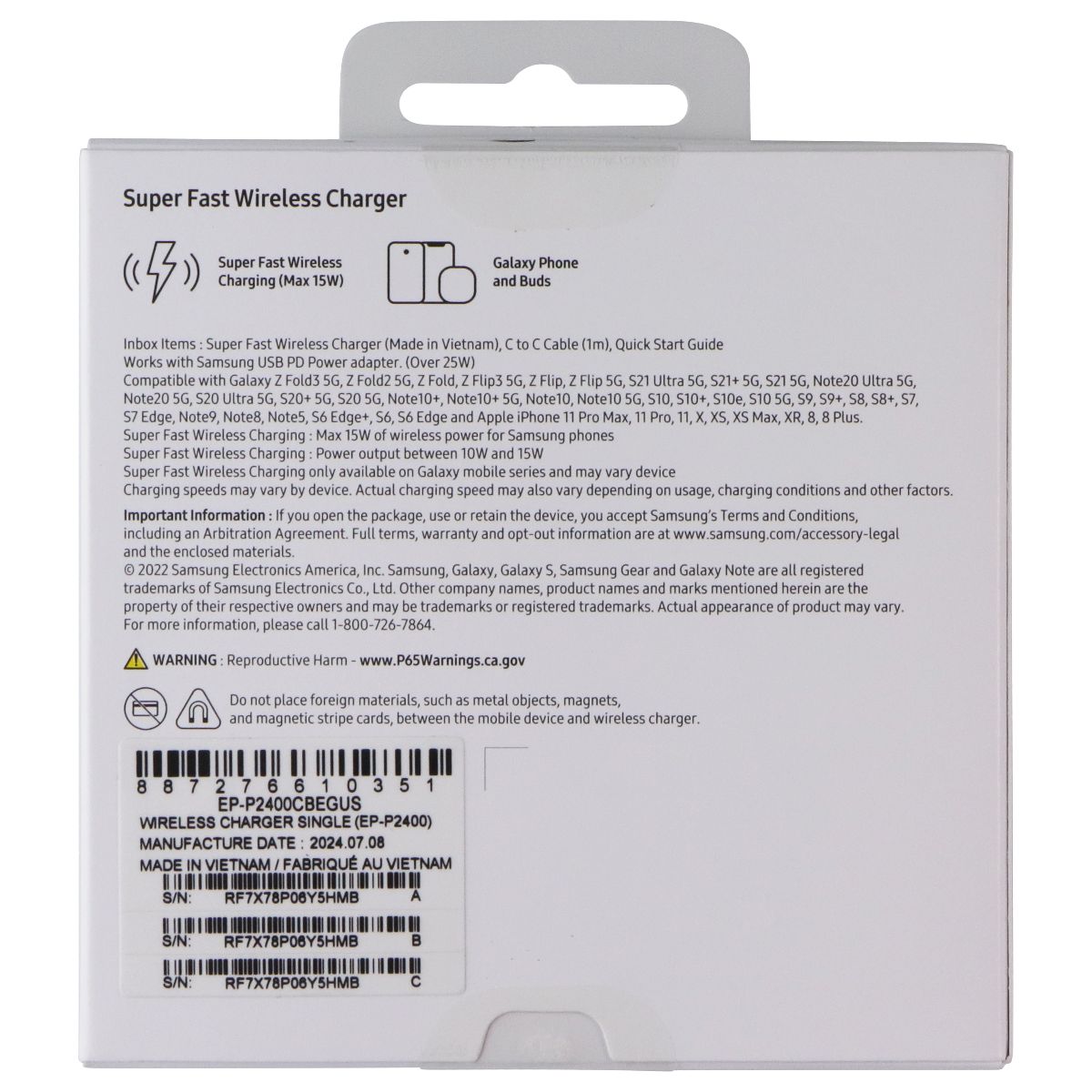 Samsung 15W Super Fast Wireless Charger - Gray (EP-P2400CBEGUS)