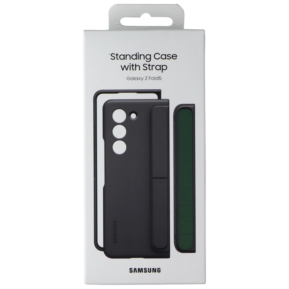 Samsung Standing Case with Strap for Galaxy Z Fold5 - Graphite/Green Cell Phone - Cases, Covers & Skins Samsung    - Simple Cell Bulk Wholesale Pricing - USA Seller