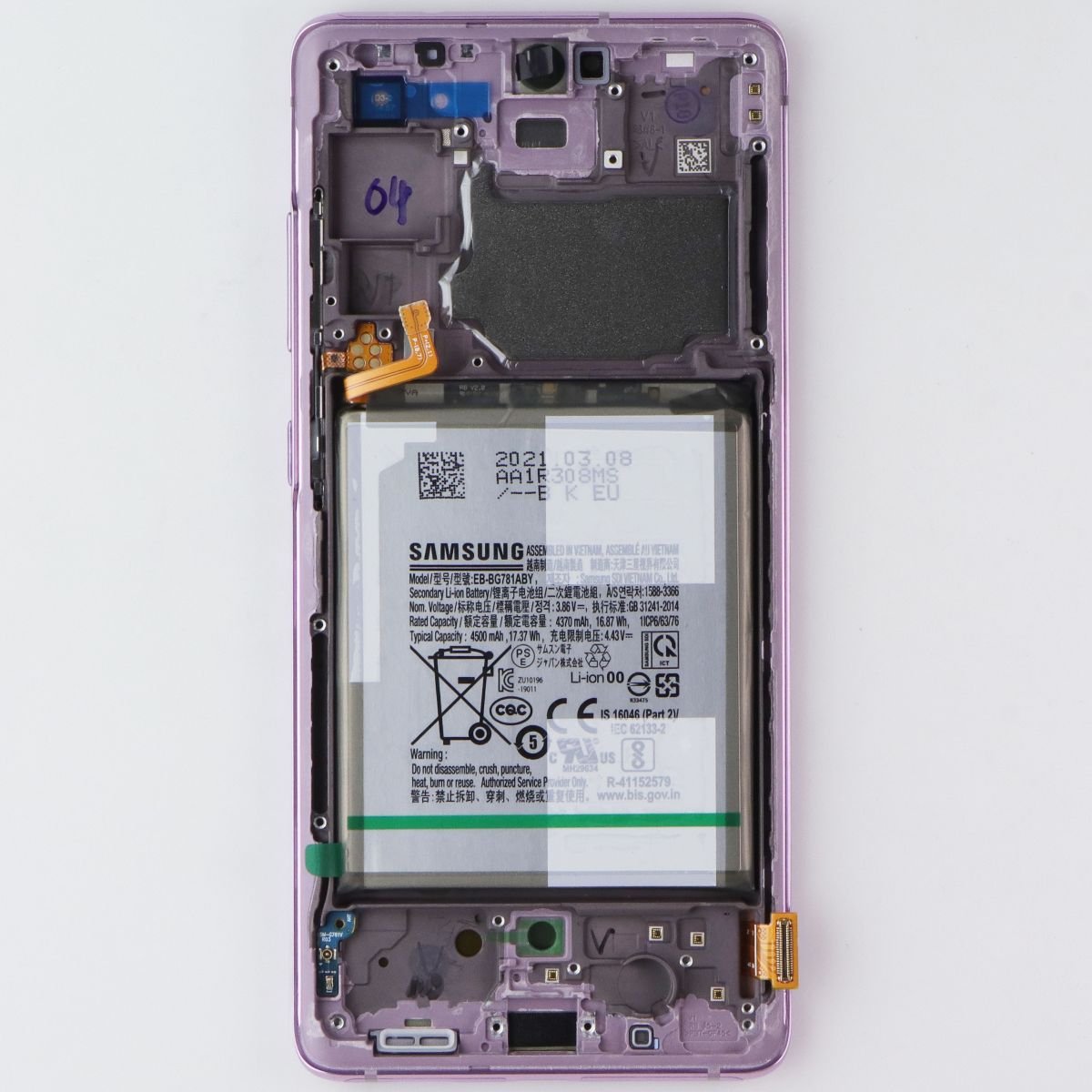 Repair Part SVC LCD Assembly Octa Kit (E/LV) for Galaxy S20 FE 5G G781U Lavender