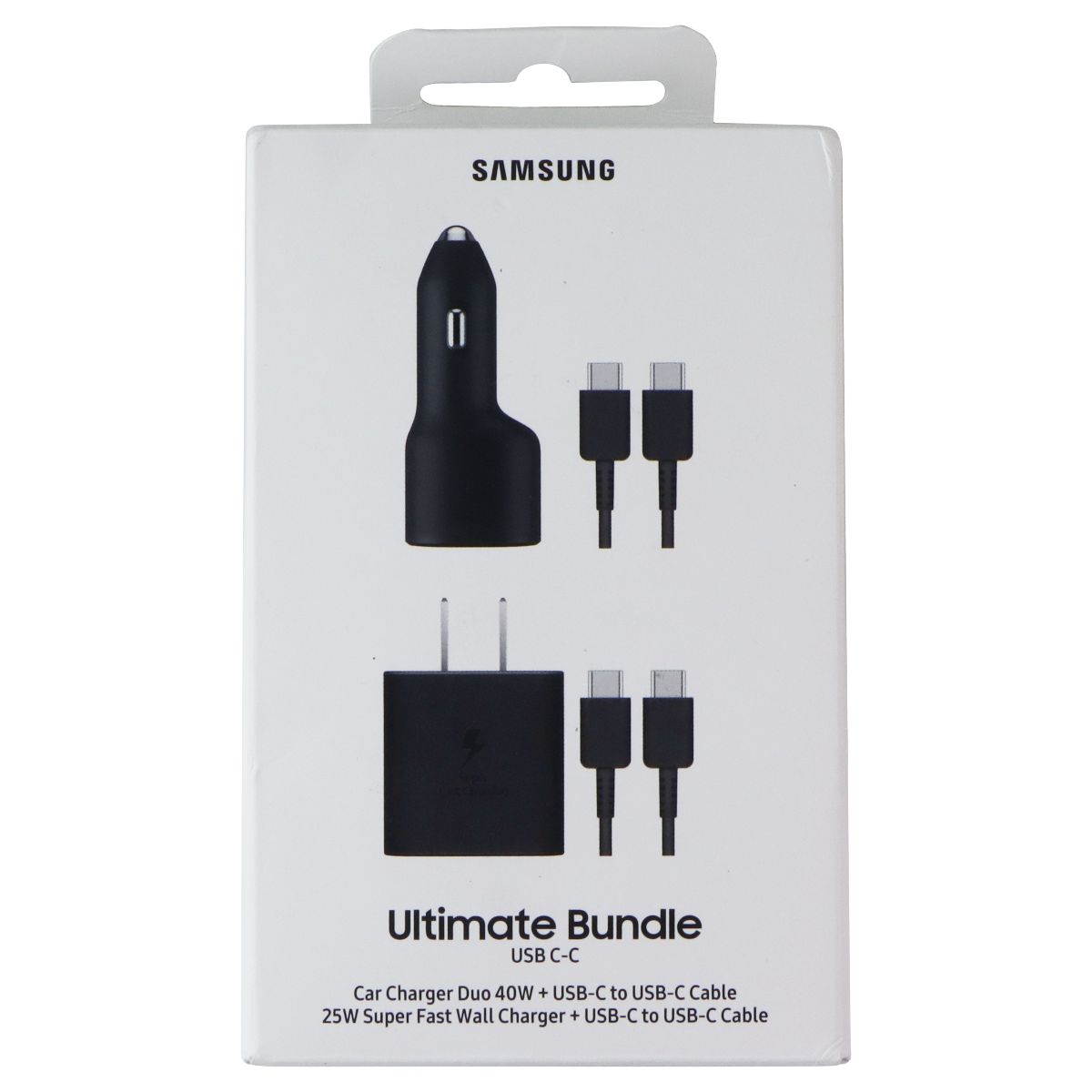 Samsung Ultimate Bundle Car Duo 40W + 25W Wall + 2 USB-C to USB-C Cables - Black Cell Phone - Chargers & Cradles Samsung - Simple Cell Bulk Wholesale Pricing - USA Seller