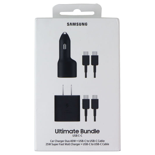 Samsung Ultimate Bundle Car Duo 40W + 25W Wall + 2 USB-C to USB-C Cables - Black Cell Phone - Chargers & Cradles Samsung - Simple Cell Bulk Wholesale Pricing - USA Seller