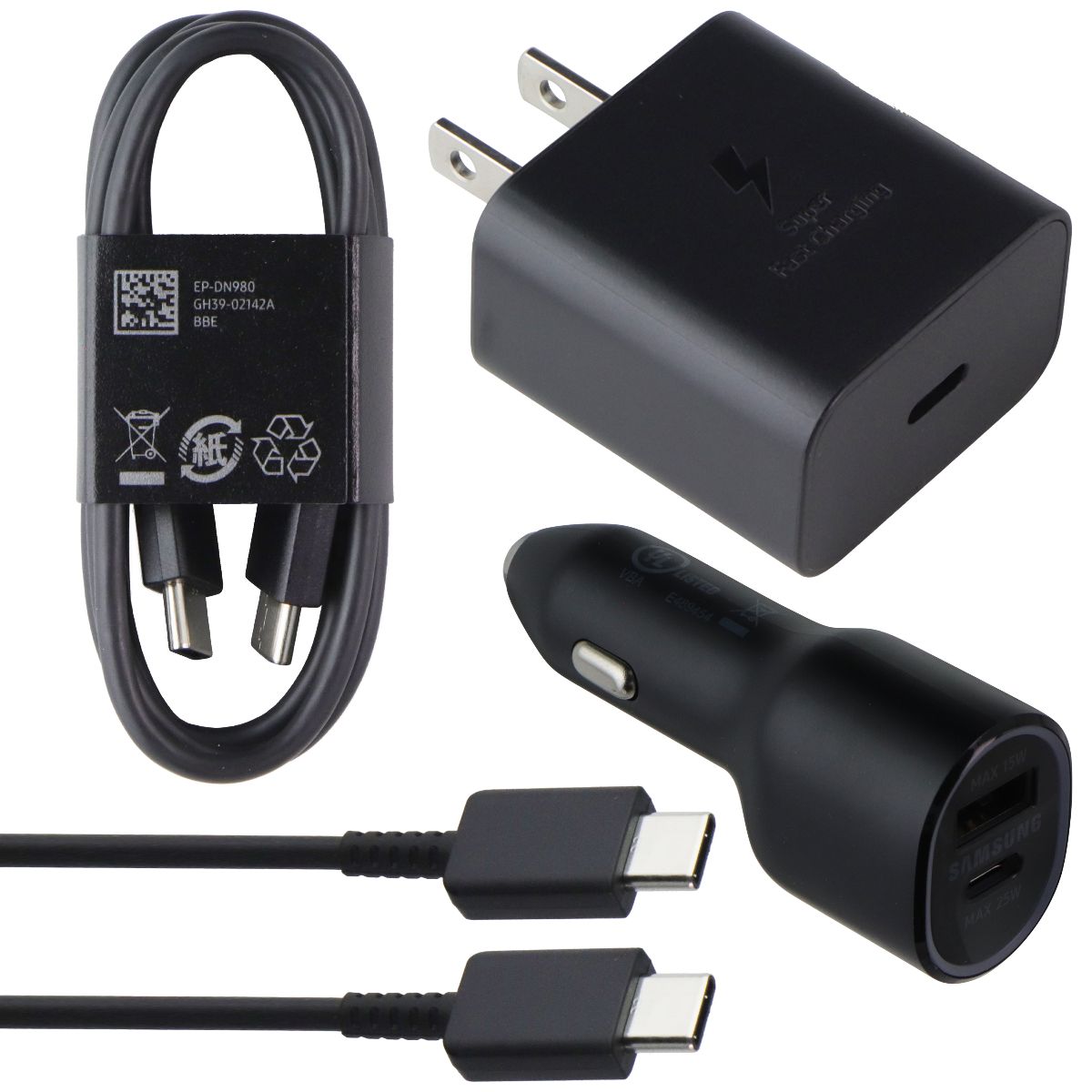 Samsung Ultimate Bundle Car Duo 40W + 25W Wall + 2 USB-C to USB-C Cables - Black Cell Phone - Chargers & Cradles Samsung - Simple Cell Bulk Wholesale Pricing - USA Seller