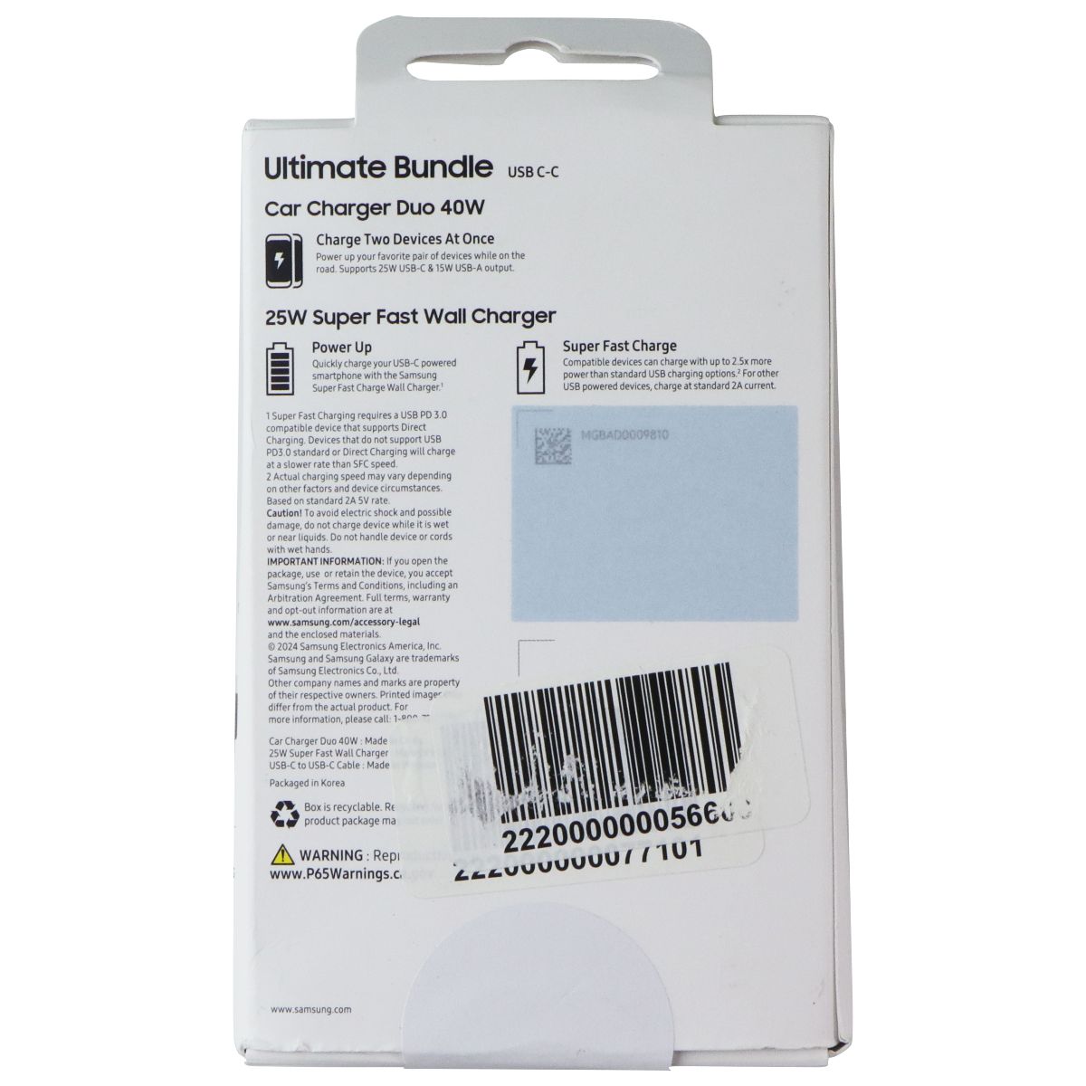 Samsung Ultimate Bundle Car Duo 40W + 25W Wall + 2 USB-C to USB-C Cables - Black Cell Phone - Chargers & Cradles Samsung - Simple Cell Bulk Wholesale Pricing - USA Seller