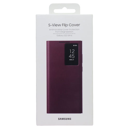 Samsung S-View Flip Cover Case for Samsung Galaxy S22 Ultra - Burgundy Cell Phone - Cases, Covers & Skins Samsung - Simple Cell Bulk Wholesale Pricing - USA Seller