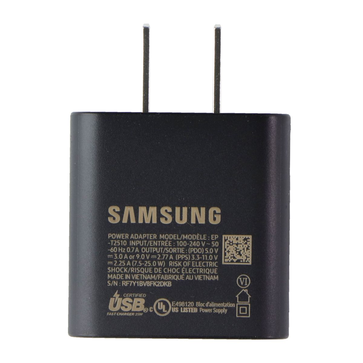 Samsung 25W USB-C Wall Charger with 1m USB-C Cable - Black Cell Phone - Chargers & Cradles Samsung - Simple Cell Bulk Wholesale Pricing - USA Seller