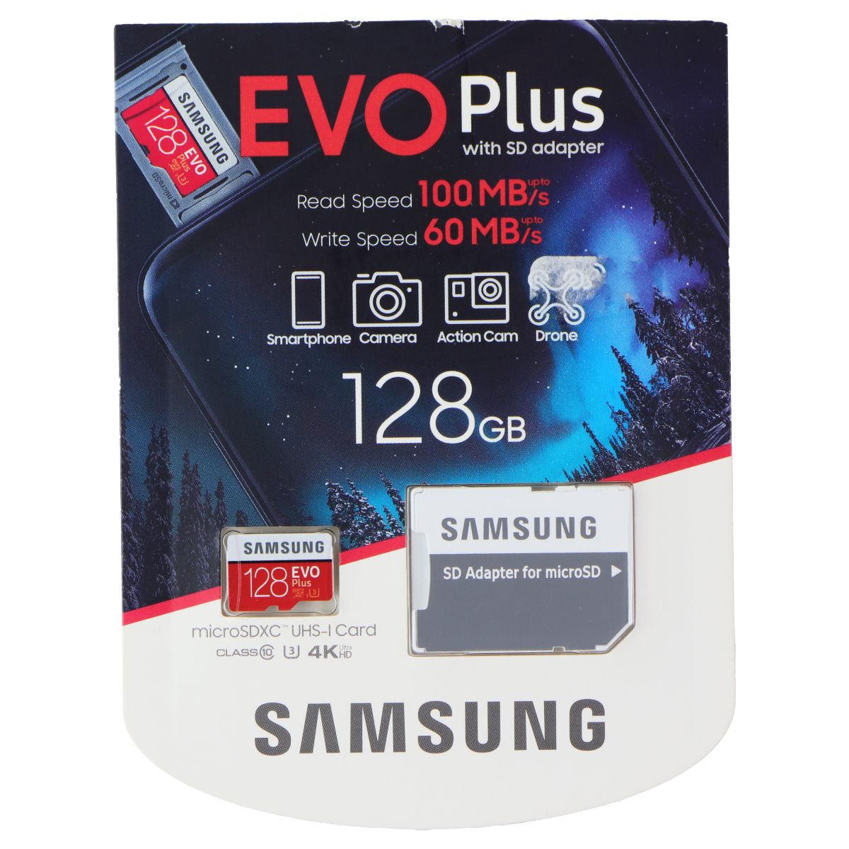 Samsung 128GB EVO Plus microSDXC UHS-I Memory Card with Adapter (MB-MC128H) Cell Phone - Memory Cards Samsung - Simple Cell Bulk Wholesale Pricing - USA Seller