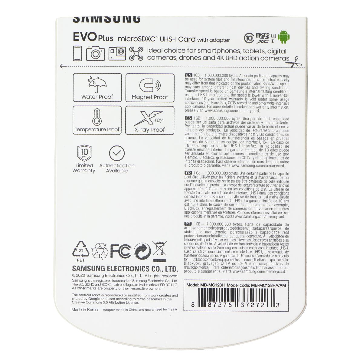 Samsung 128GB EVO Plus microSDXC UHS-I Memory Card with Adapter (MB-MC128H) Cell Phone - Memory Cards Samsung - Simple Cell Bulk Wholesale Pricing - USA Seller