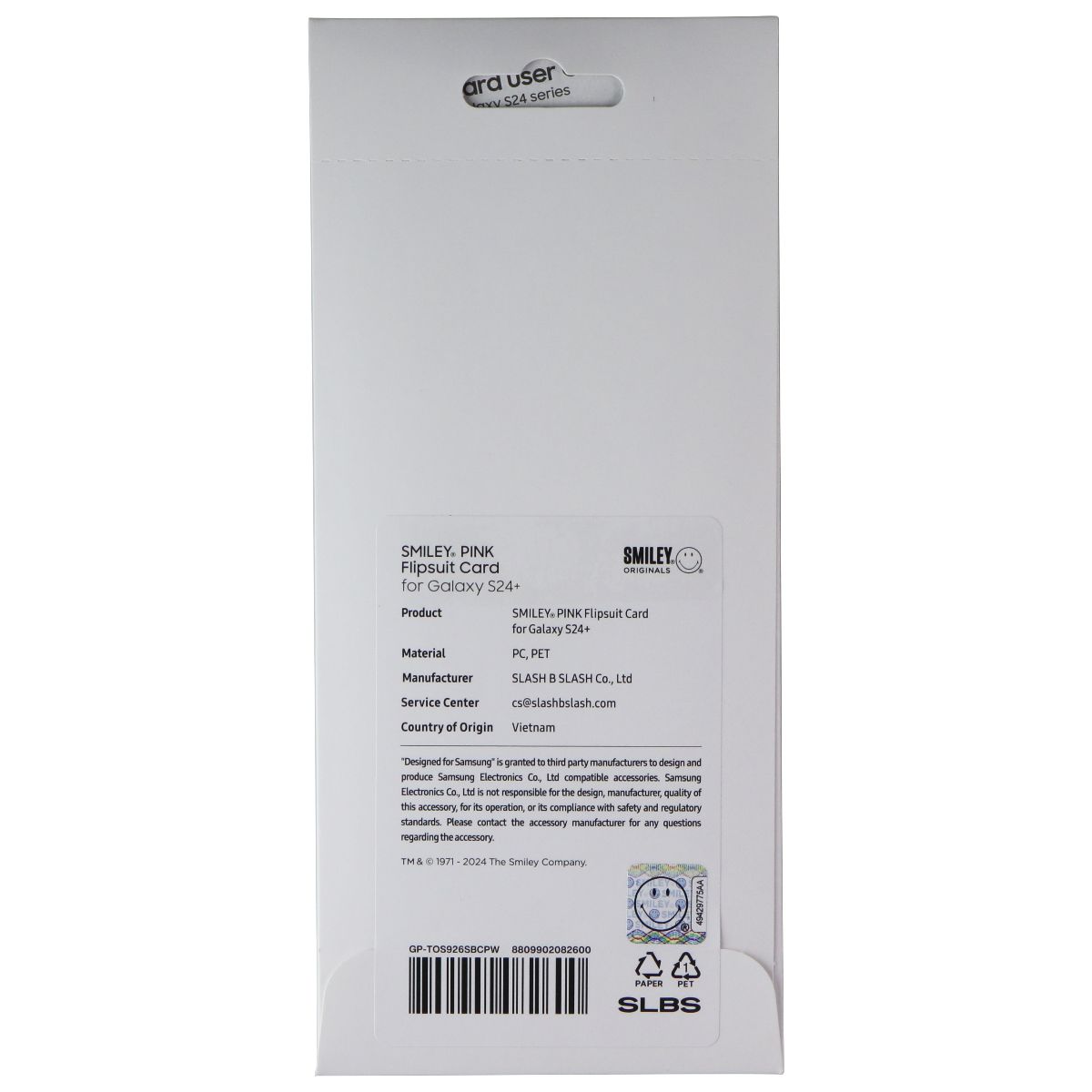 Samsung Smiley Originals Flipsuit Interactive Card for Galaxy S24+ (Plus) - Pink