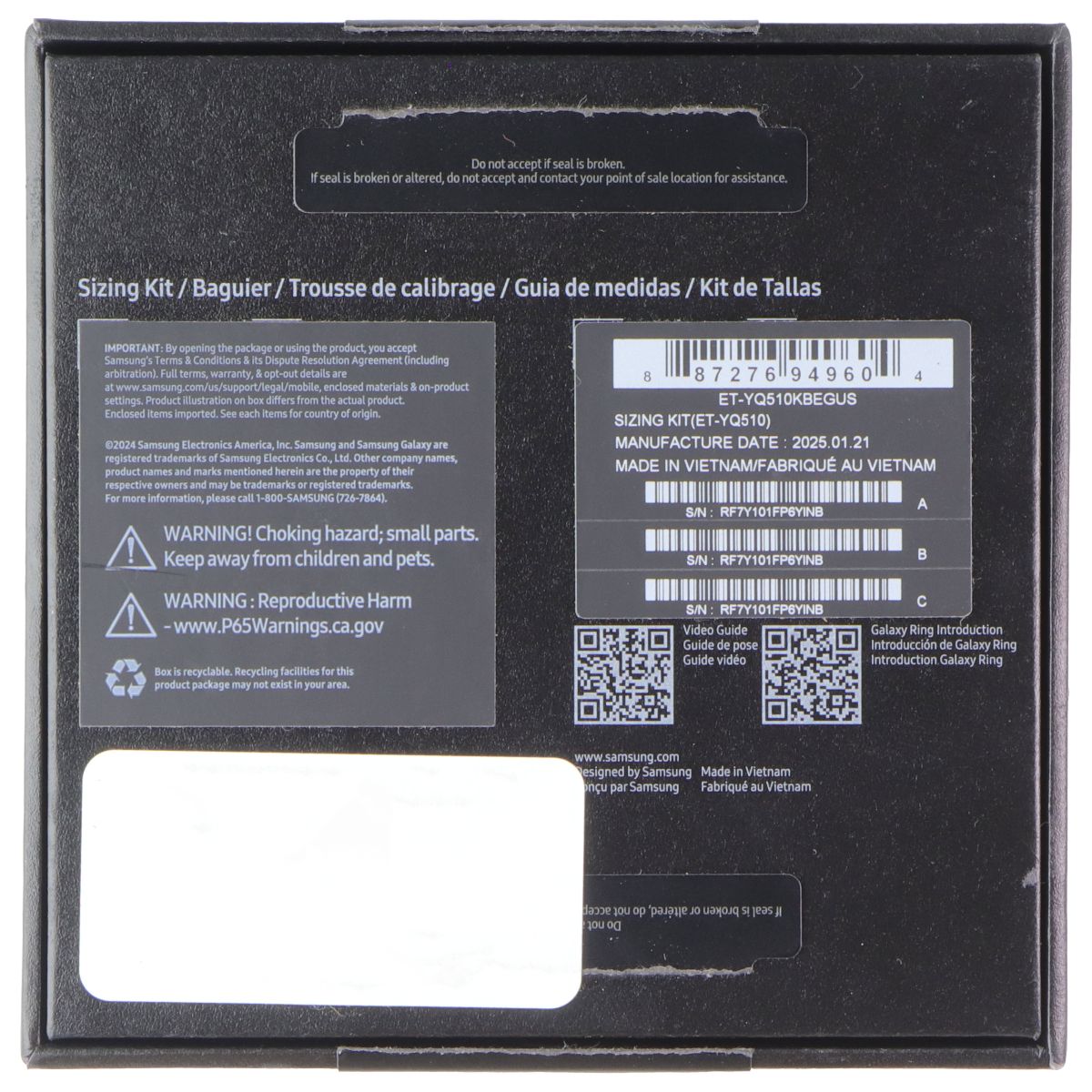 Samsung Galaxy Smart Ring Sizing Kit with Sizes 5-15 (11 Pieces Total) Fitness Technology - Activity Trackers Samsung - Simple Cell Bulk Wholesale Pricing - USA Seller