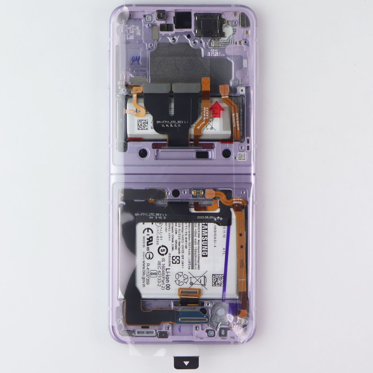Repair Part SVC LCD Assem Octa Kit E/LV/PF for Galaxy Flip3 5G SM-F711U Lavender Cell Phone - Replacement Parts & Tools Samsung - Simple Cell Bulk Wholesale Pricing - USA Seller