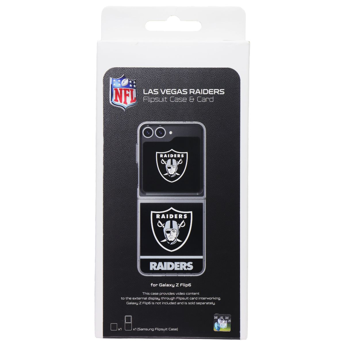 Samsung Flipsuit Case & Card for Galaxy Z Flip6 - NFL Las Vegas Raiders Cell Phone - Cases, Covers & Skins Samsung - Simple Cell Bulk Wholesale Pricing - USA Seller