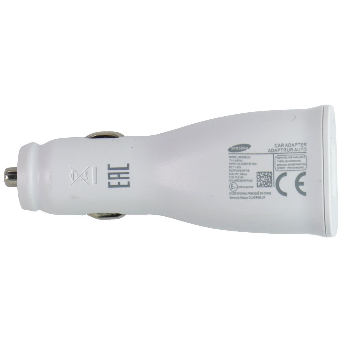 Samsung 10W Dual Port USB-A Car Adapter/Charger - White Cell Phone - Chargers & Cradles Samsung - Simple Cell Bulk Wholesale Pricing - USA Seller