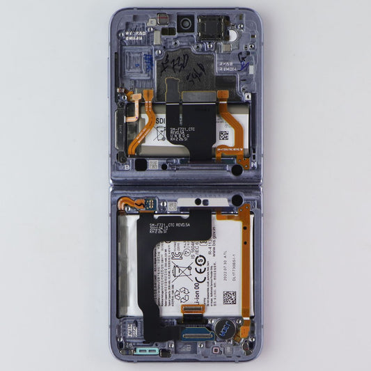 Repair Part SVC LCD Assembly (E/LB/PF) (XAA) Frame for Galaxy Z Flip4 F721 Blue Cell Phone - Replacement Parts & Tools Samsung - Simple Cell Bulk Wholesale Pricing - USA Seller