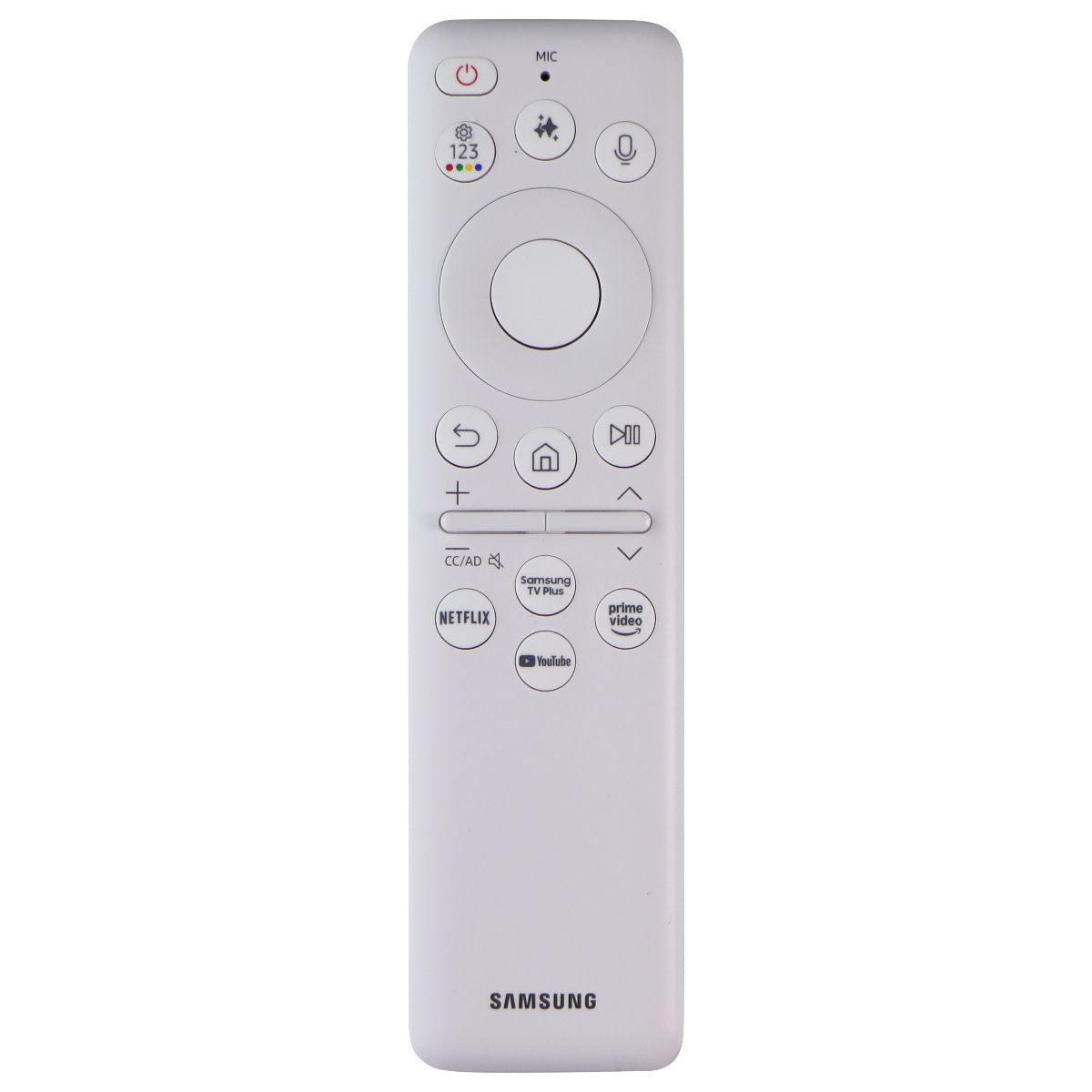 Samsung Solar Voice Remote (BN59-01482A) w/Netflix/TV Plus/YouTube/Prime - White TV, Video & Audio Accessories - Remote Controls Samsung - Simple Cell Bulk Wholesale Pricing - USA Seller