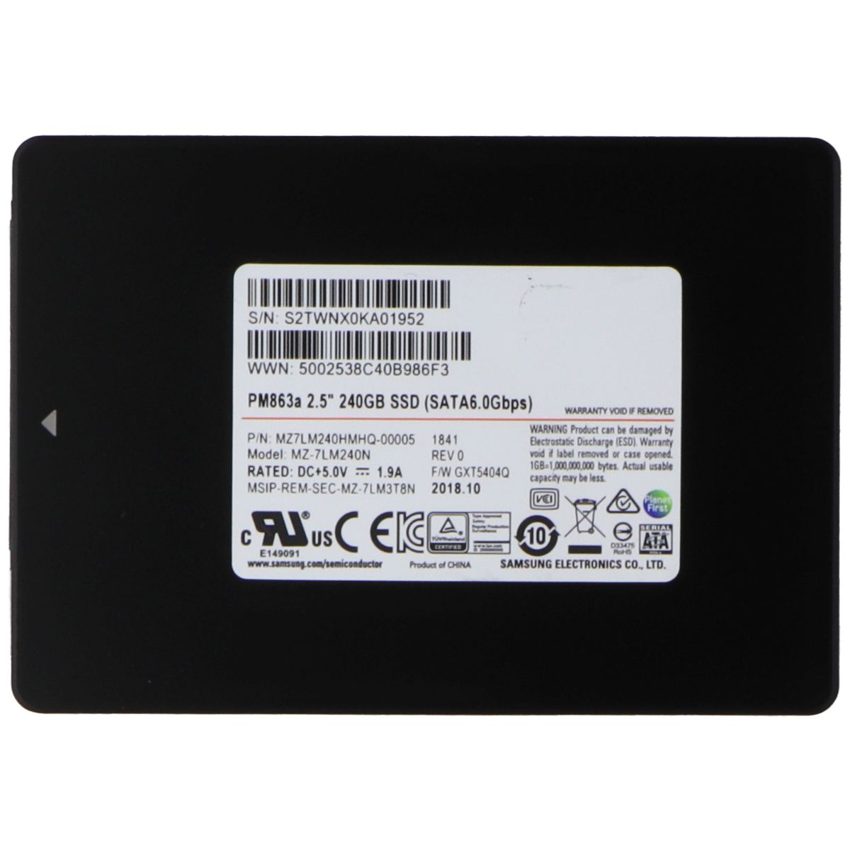 Samsung PM863a (2.5-in) 240GB SSD (SATA6.0Gbps) MZ7LM240 Internal Drive Digital Storage - Solid State Drives Samsung    - Simple Cell Bulk Wholesale Pricing - USA Seller