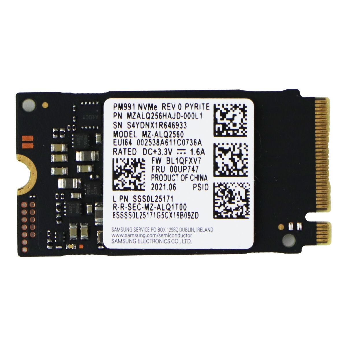 Samsung 256GB PM991 M.2 2242 42mm PCIe 3.0 x4 NVMe SSD (MZ-ALQ2560